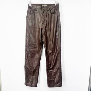 Abercrombie & Fitch The ‘90s Straight Pants Ultra High Rise Brown Faux Leather